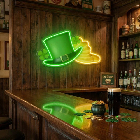 Patrick Gold St Patrick's Day Artwork Led Neon Sign Light