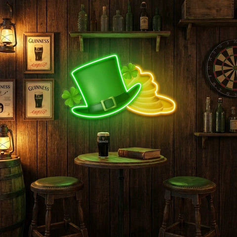 Patrick Gold St Patrick's Day Artwork Led Neon Sign Light