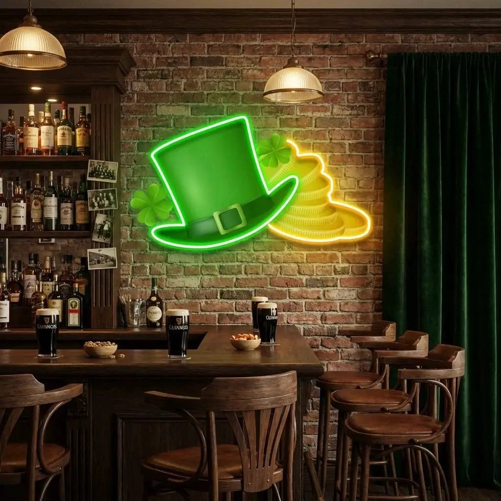 Patrick Gold St Patrick's Day Artwork Led Neon Sign Light