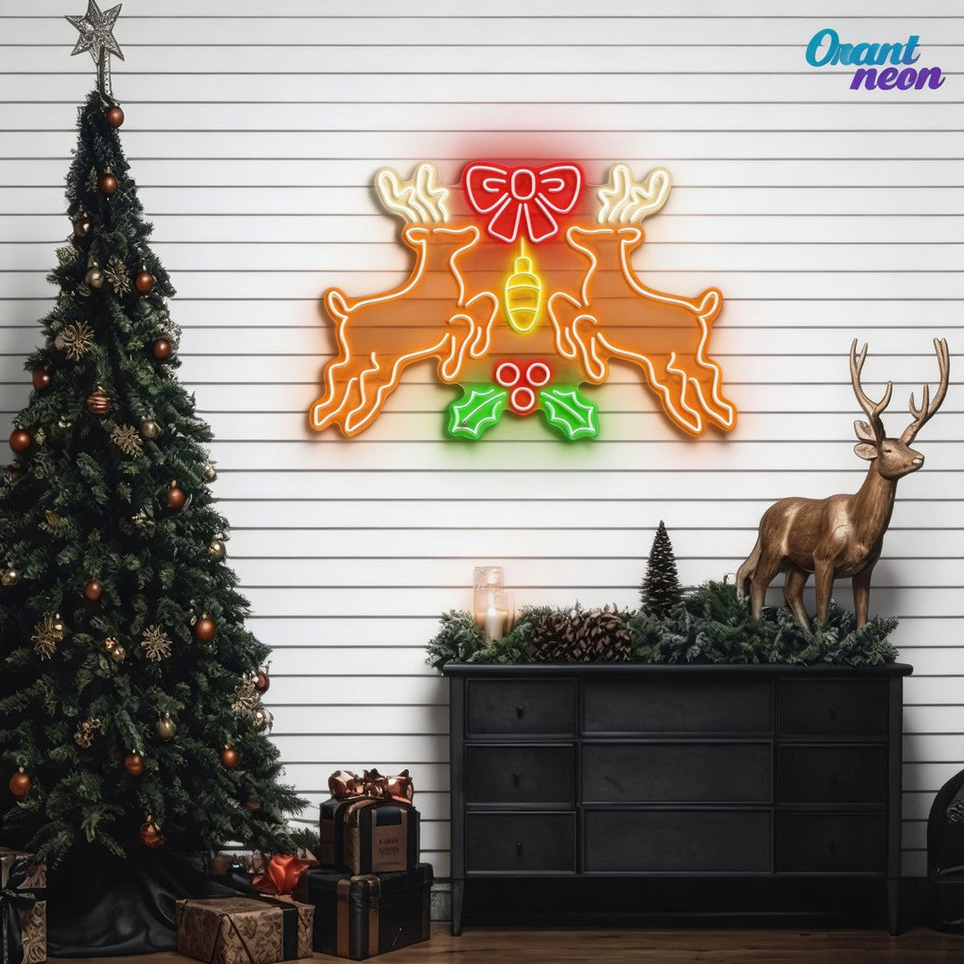 Bright Lights, Reindeer Nights: Neon Christmas Cheer Neon Sign Light Artwork