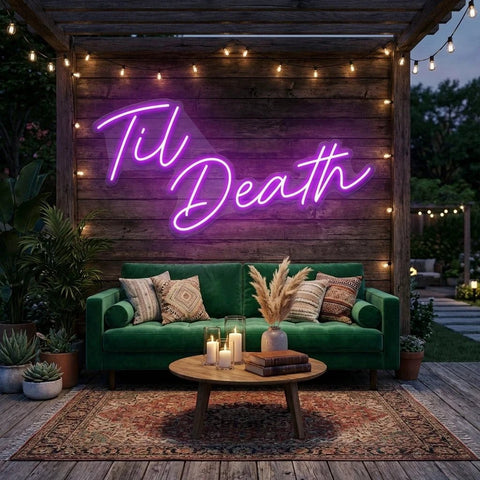 Til Death Led Neon Sign Light, Neon Sign Wedding, Neon Sign Wedding Backdrop