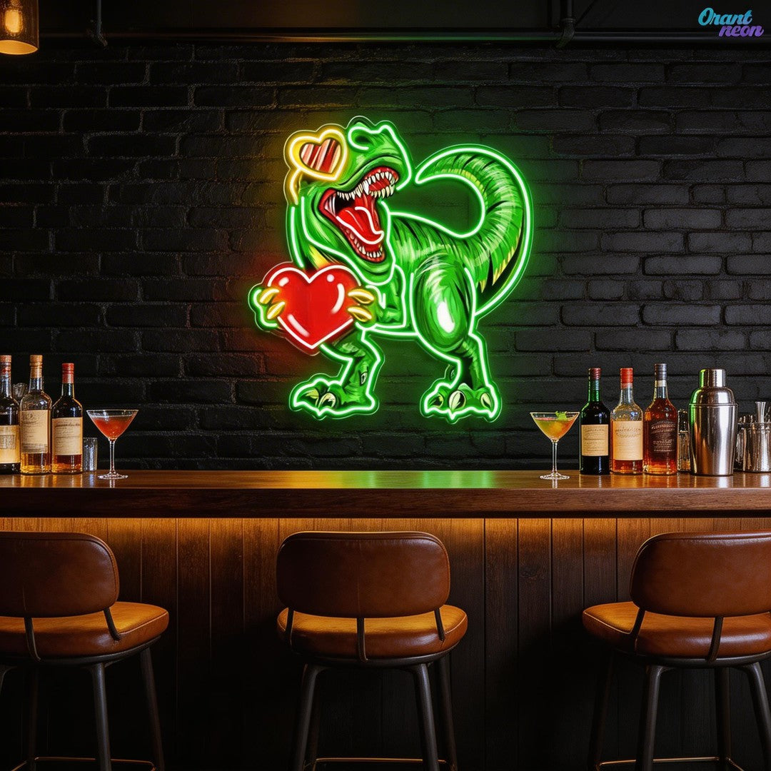 You Stole My Heart, Dino-Style Best Gift For Valentine Neon Sight Light Artwork