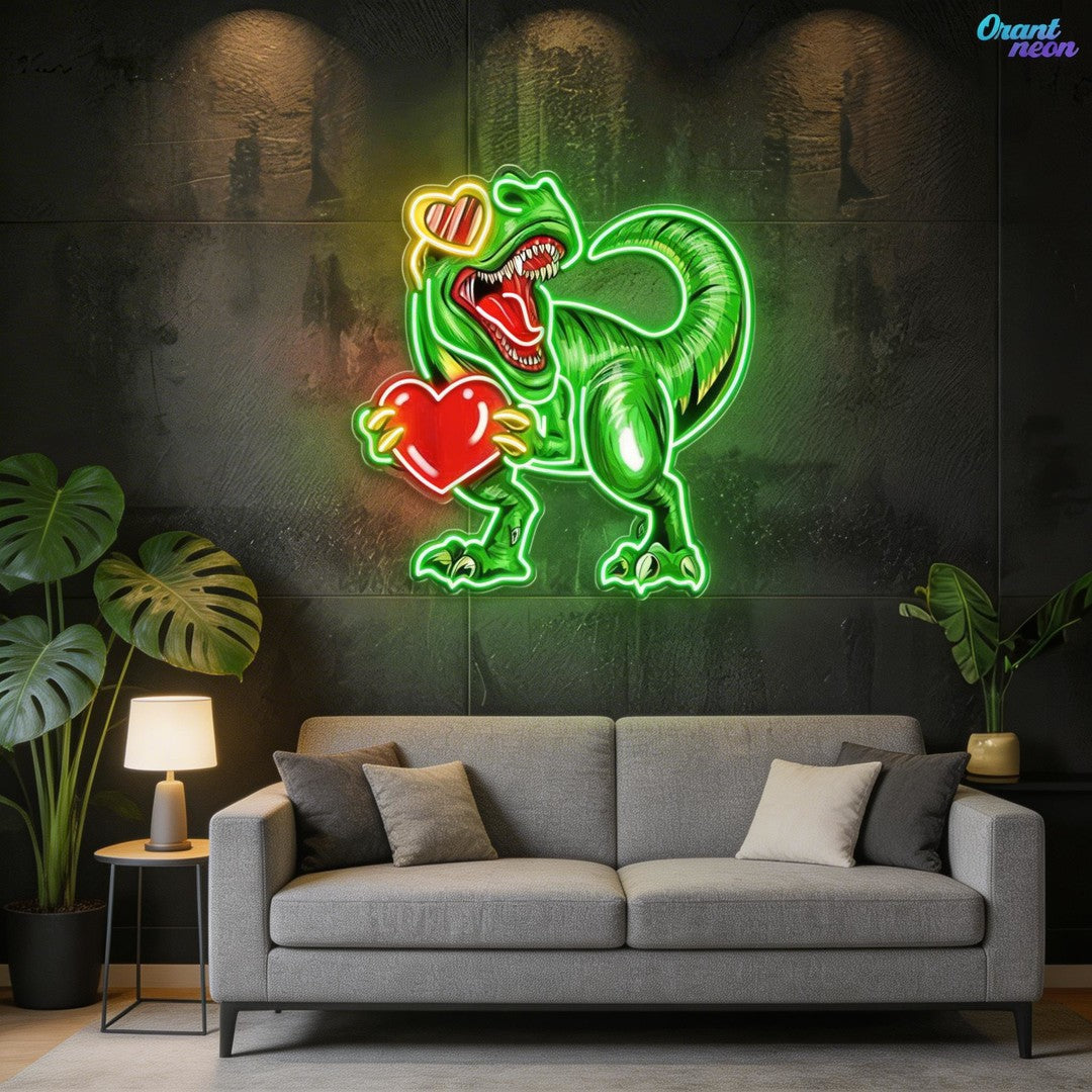 You Stole My Heart, Dino-Style Best Gift For Valentine Neon Sight Light Artwork