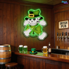 Lucky Skull, Shamrock Glow: St. Paddy's Neon Sight Light Artwork