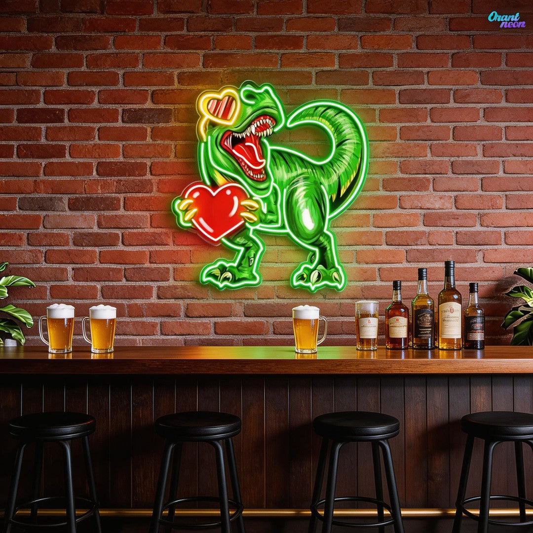 You Stole My Heart, Dino-Style Best Gift For Valentine Neon Sight Light Artwork