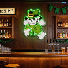 Lucky Skull, Shamrock Glow: St. Paddy's Neon Sight Light Artwork