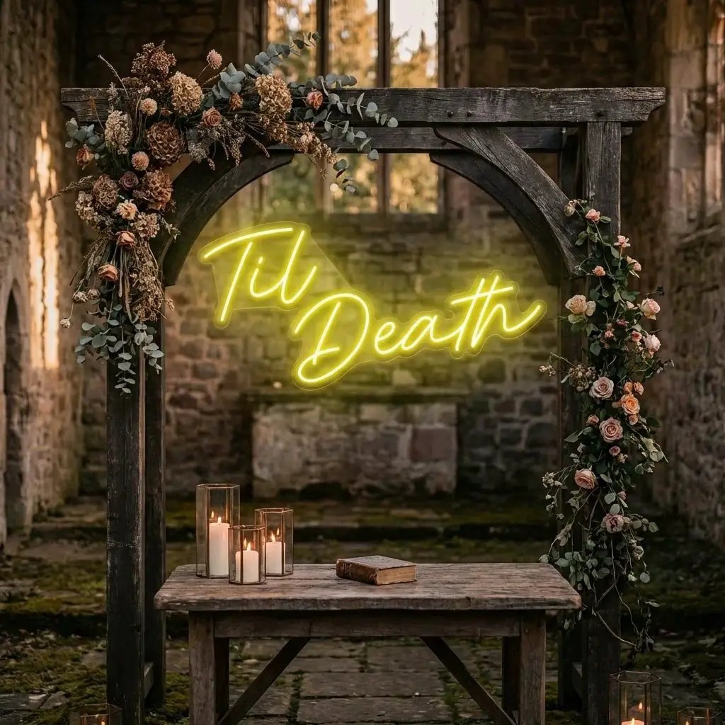 Til Death Led Neon Sign Light, Neon Sign Wedding, Neon Sign Wedding Backdrop