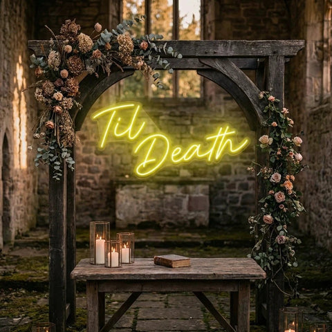 Til Death Led Neon Sign Light, Neon Sign Wedding, Neon Sign Wedding Backdrop