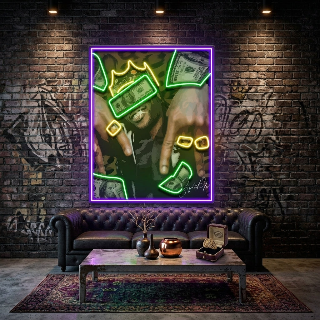 Rich Rapper Collapse Art LED Neon Sign Light Pop Art