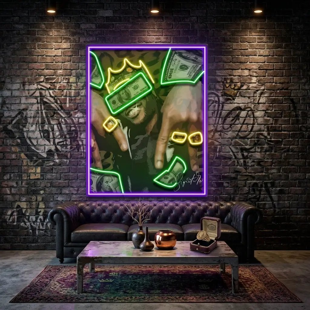 Rich Rapper Collapse Art LED Neon Sign Light Pop Art