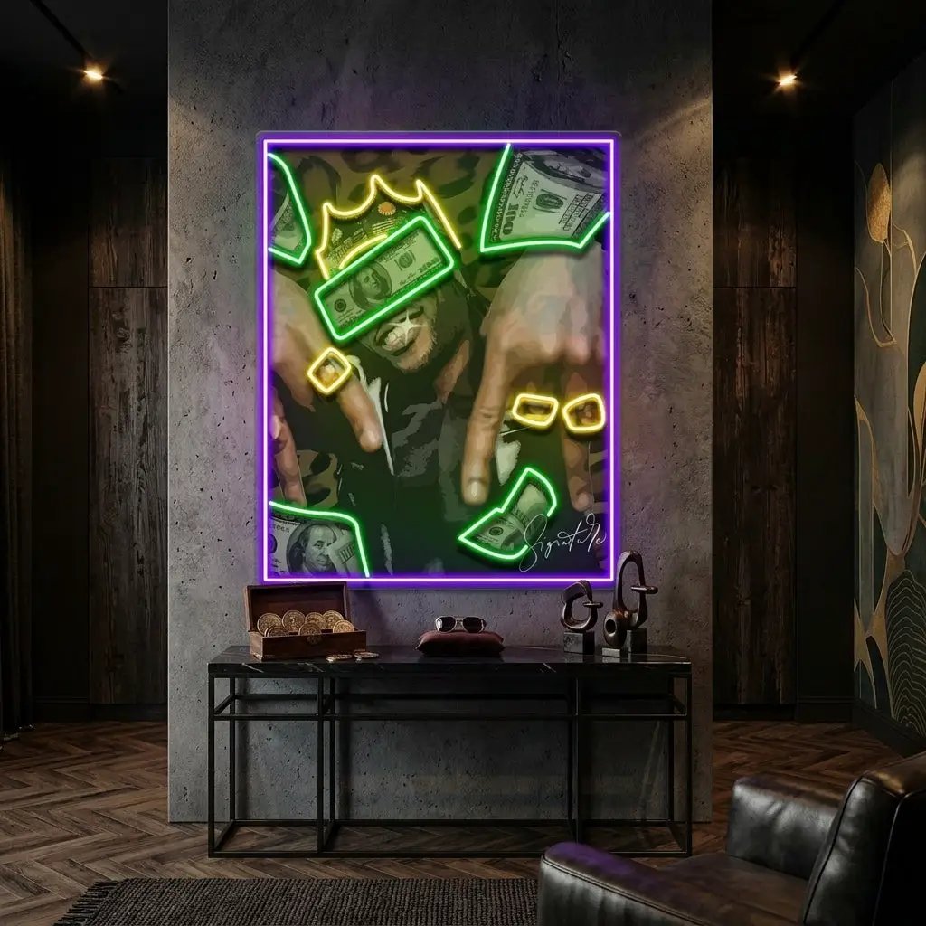 Rich Rapper Collapse Art LED Neon Sign Light Pop Art