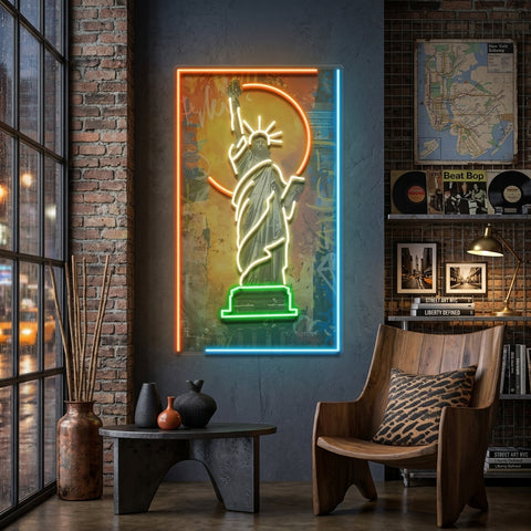 Colorful Liberty Statue Collapse Art LED Neon Sign Light Pop Art