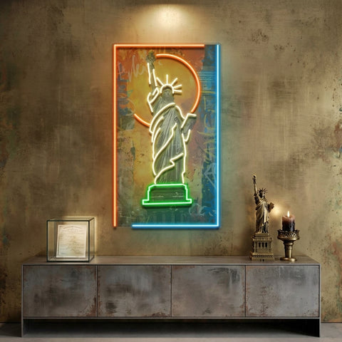 Colorful Liberty Statue Collapse Art LED Neon Sign Light Pop Art