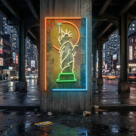 Colorful Liberty Statue Collapse Art LED Neon Sign Light Pop Art