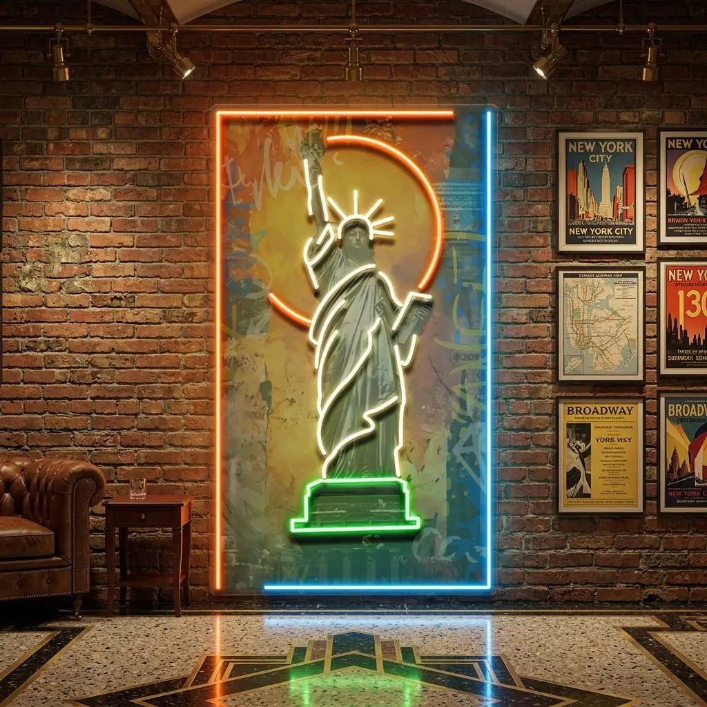 Colorful Liberty Statue Collapse Art LED Neon Sign Light Pop Art