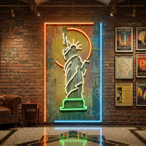 Colorful Liberty Statue Collapse Art LED Neon Sign Light Pop Art
