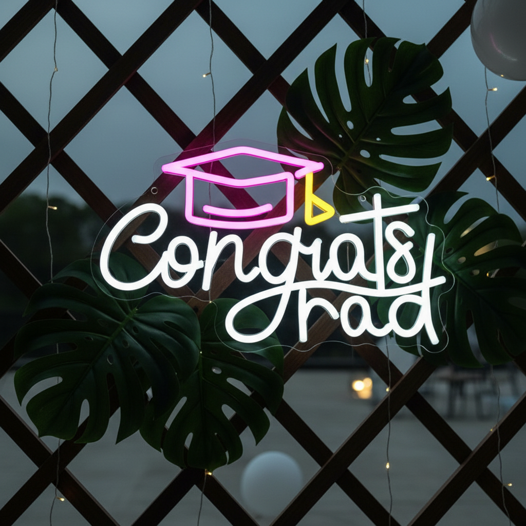 2025 Congrats Grad Sign Graduation Cap Led Neon Sign
