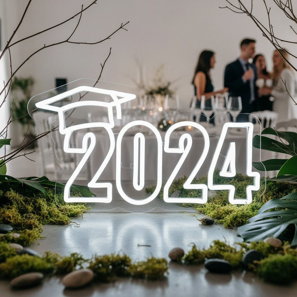 2025 Hat LED Neon Sign Grad Prom Party Decor Sign