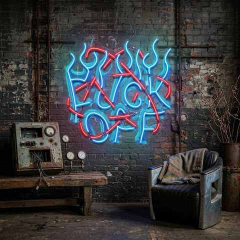 Rebelious F-ck Off In Collapse Art LED Neon Sign Light Pop Art