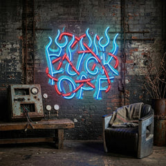 Rebelious F-ck Off In Collapse Art LED Neon Sign Light Pop Art