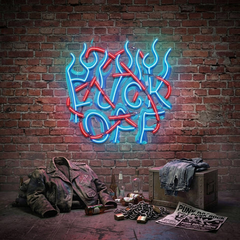 Rebelious F-ck Off In Collapse Art LED Neon Sign Light Pop Art