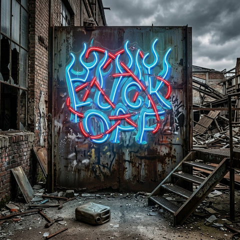 Rebelious F-ck Off In Collapse Art LED Neon Sign Light Pop Art