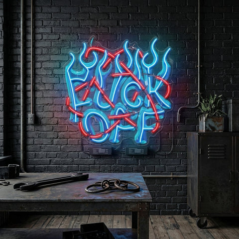 Rebelious F-ck Off In Collapse Art LED Neon Sign Light Pop Art
