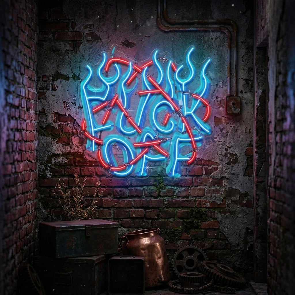 Rebelious F-ck Off In Collapse Art LED Neon Sign Light Pop Art