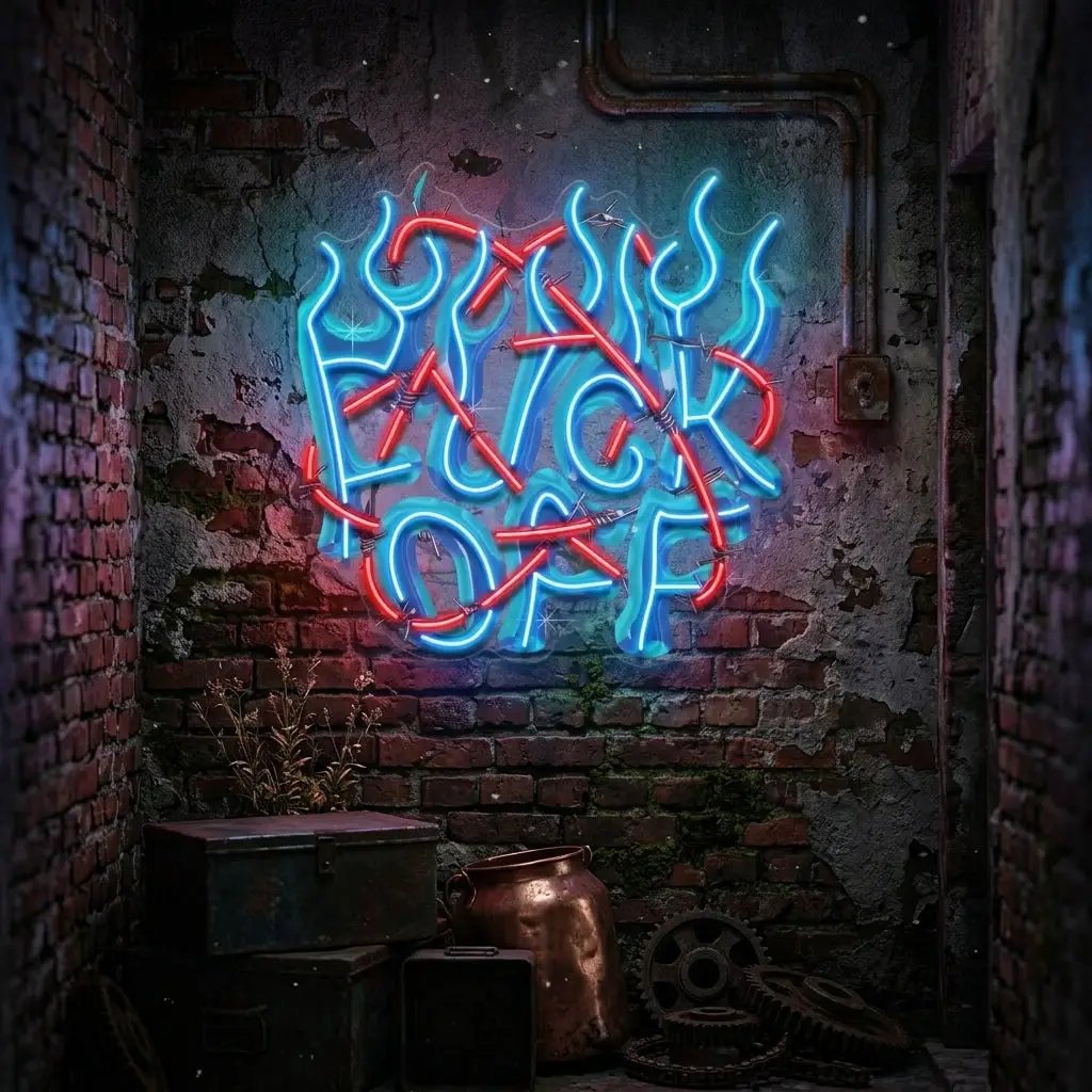 Rebelious F-ck Off In Collapse Art LED Neon Sign Light Pop Art