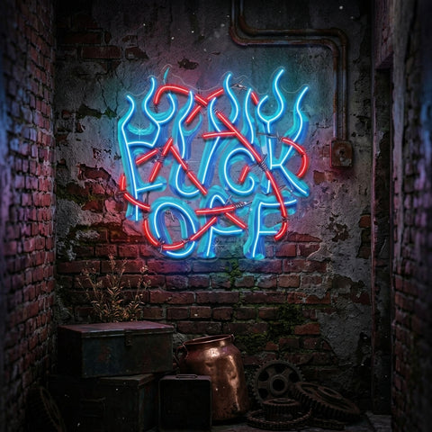 Rebelious F-ck Off In Collapse Art LED Neon Sign Light Pop Art