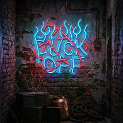 Rebelious F-ck Off In Collapse Art LED Neon Sign Light Pop Art