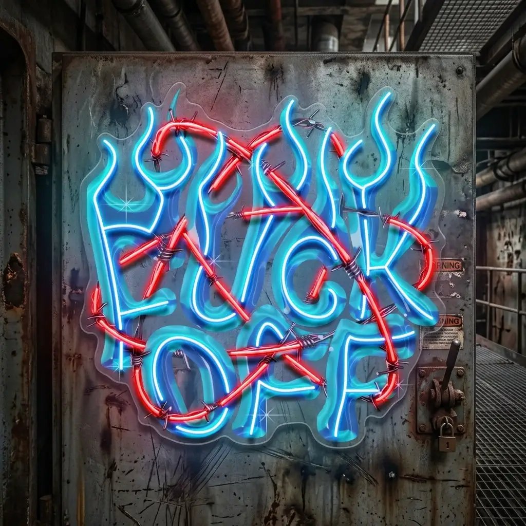 Rebelious F-ck Off In Collapse Art LED Neon Sign Light Pop Art