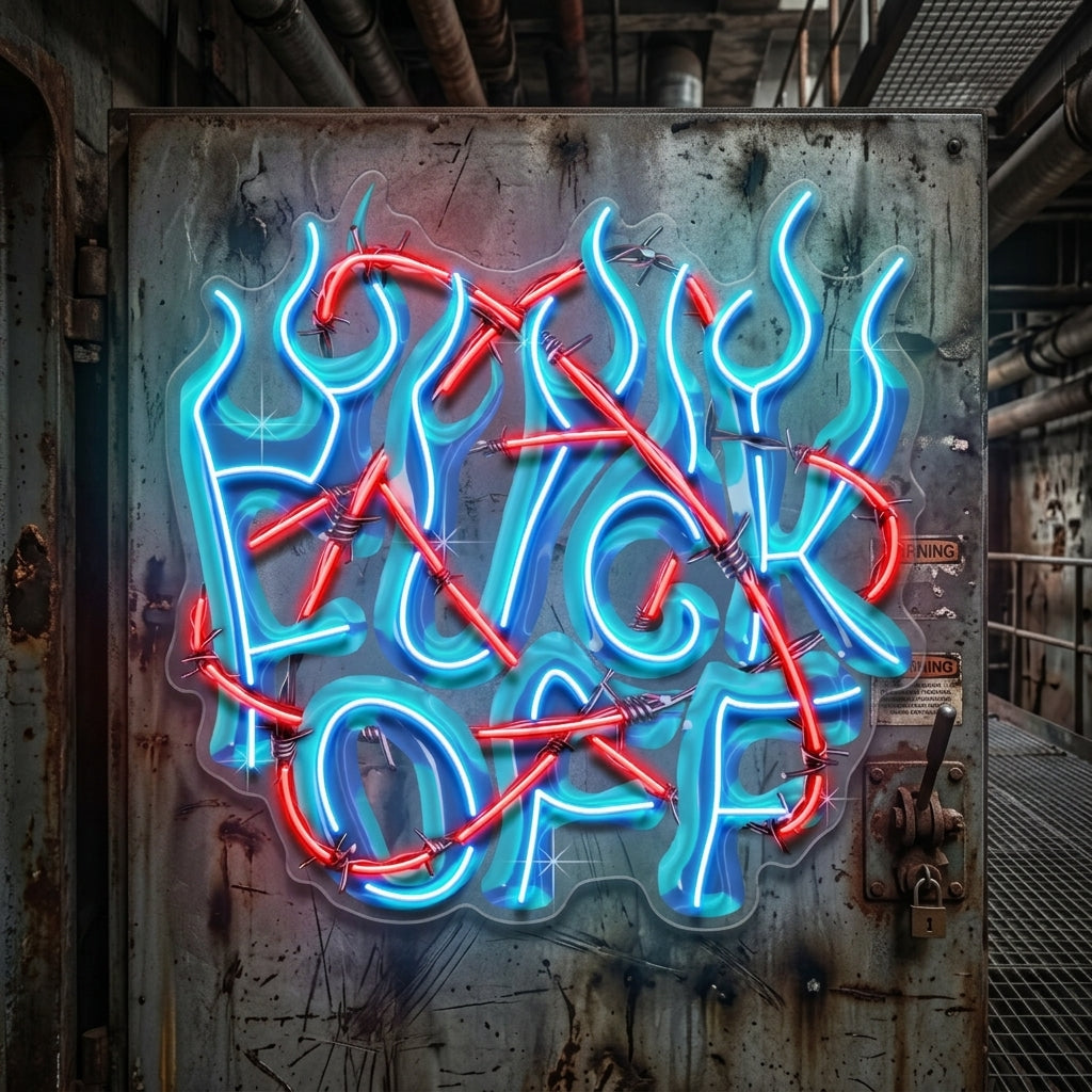 Rebelious F-ck Off In Collapse Art LED Neon Sign Light Pop Art