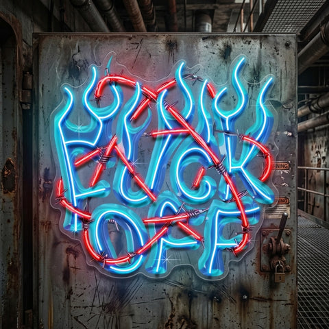 Rebelious F-ck Off In Collapse Art LED Neon Sign Light Pop Art