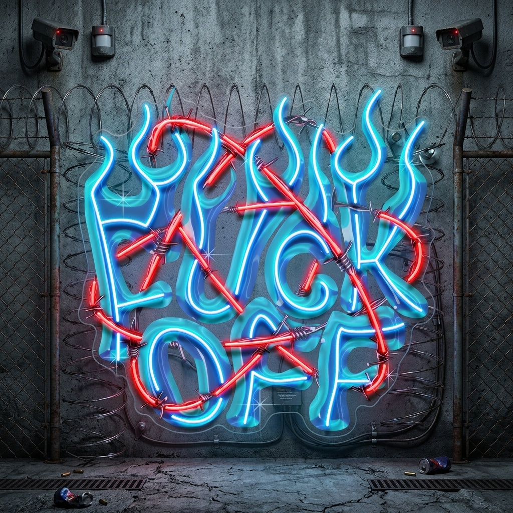 Rebelious F-ck Off In Collapse Art LED Neon Sign Light Pop Art