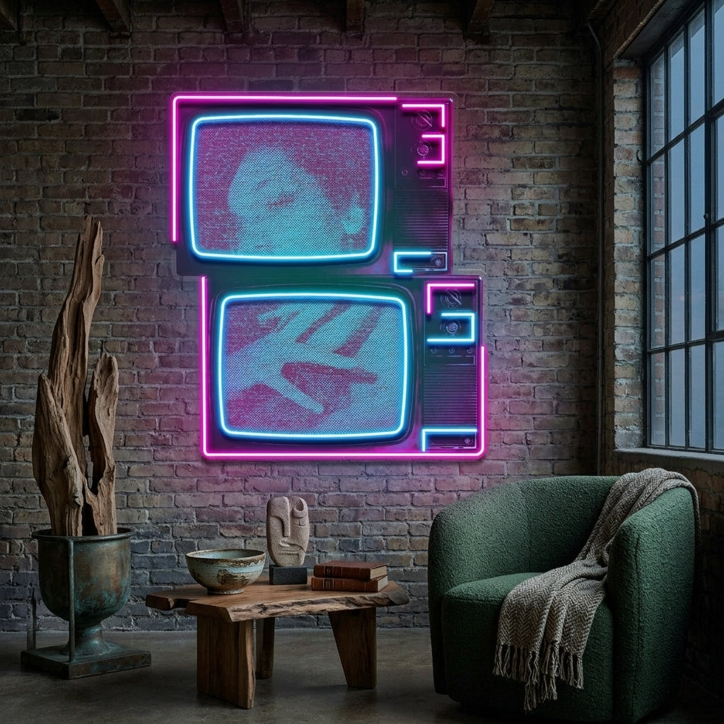 Retro Television Star Collapse Art LED Neon Sign Light Pop Art