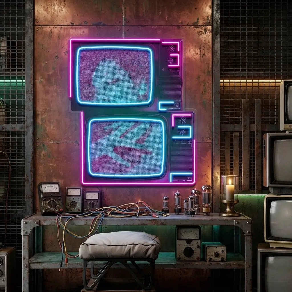 Retro Television Star Collapse Art LED Neon Sign Light Pop Art