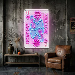 True Love Queen Card Collapse Art LED Neon Sign Light Pop Art