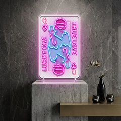 True Love Queen Card Collapse Art LED Neon Sign Light Pop Art