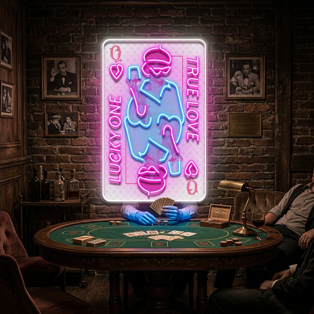 True Love Queen Card Collapse Art LED Neon Sign Light Pop Art