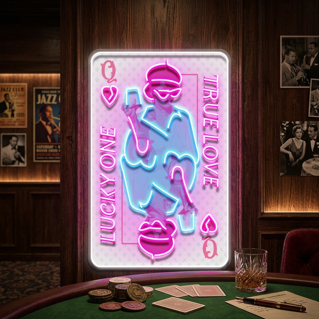 True Love Queen Card Collapse Art LED Neon Sign Light Pop Art