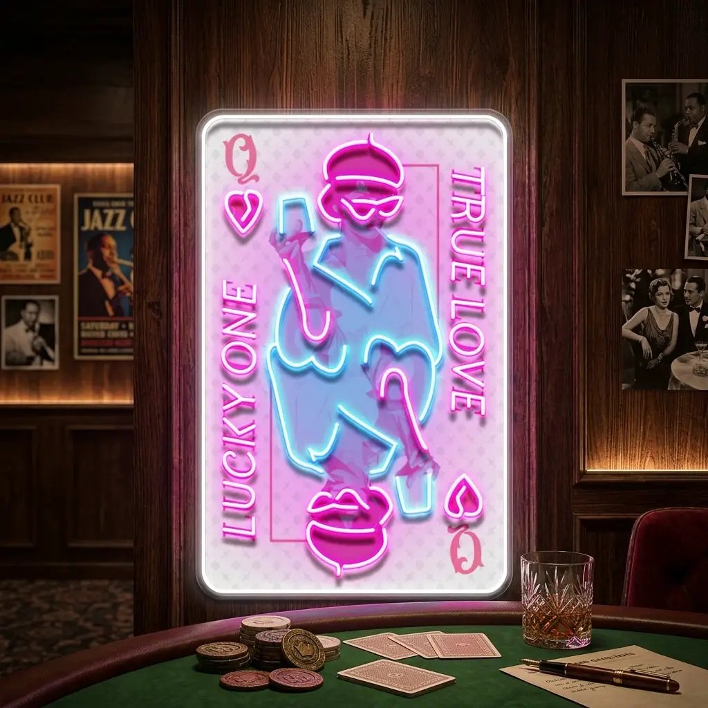 True Love Queen Card Collapse Art LED Neon Sign Light Pop Art