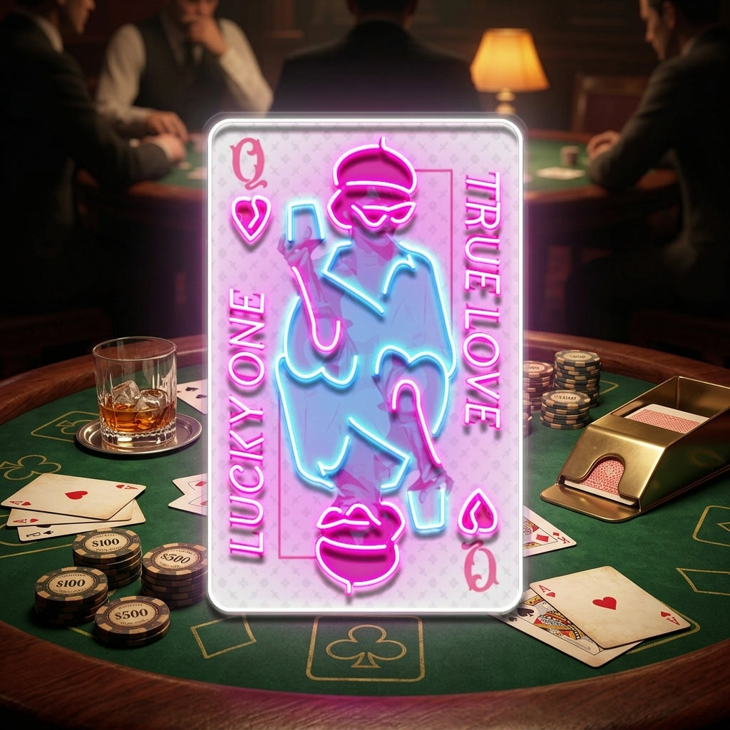 True Love Queen Card Collapse Art LED Neon Sign Light Pop Art