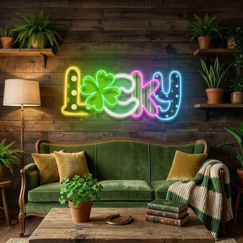 Lucky 2 St Patrick's Day Artwork Led Neon Sign Light
