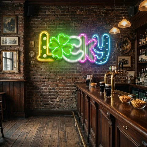 Lucky 2 St Patrick's Day Artwork Led Neon Sign Light