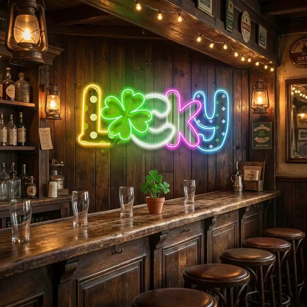 Lucky 2 St Patrick's Day Artwork Led Neon Sign Light