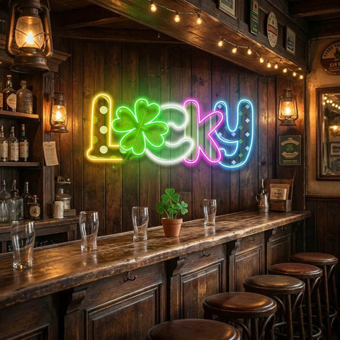 Lucky 2 St Patrick's Day Artwork Led Neon Sign Light