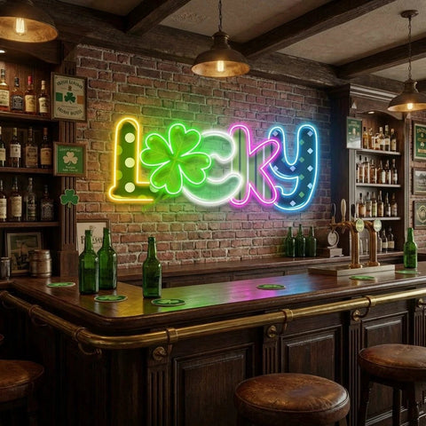 Lucky 2 St Patrick's Day Artwork Led Neon Sign Light