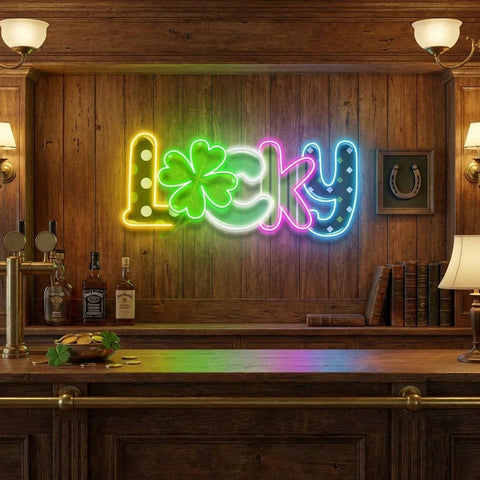 Lucky 2 St Patrick's Day Artwork Led Neon Sign Light