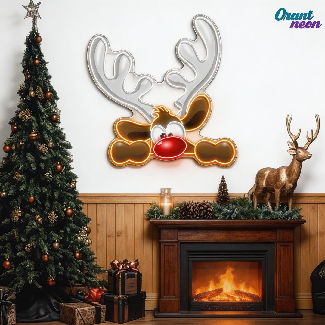 Dashing Through the Snow: Adorable Reindeer Neon Sign Light Artwork